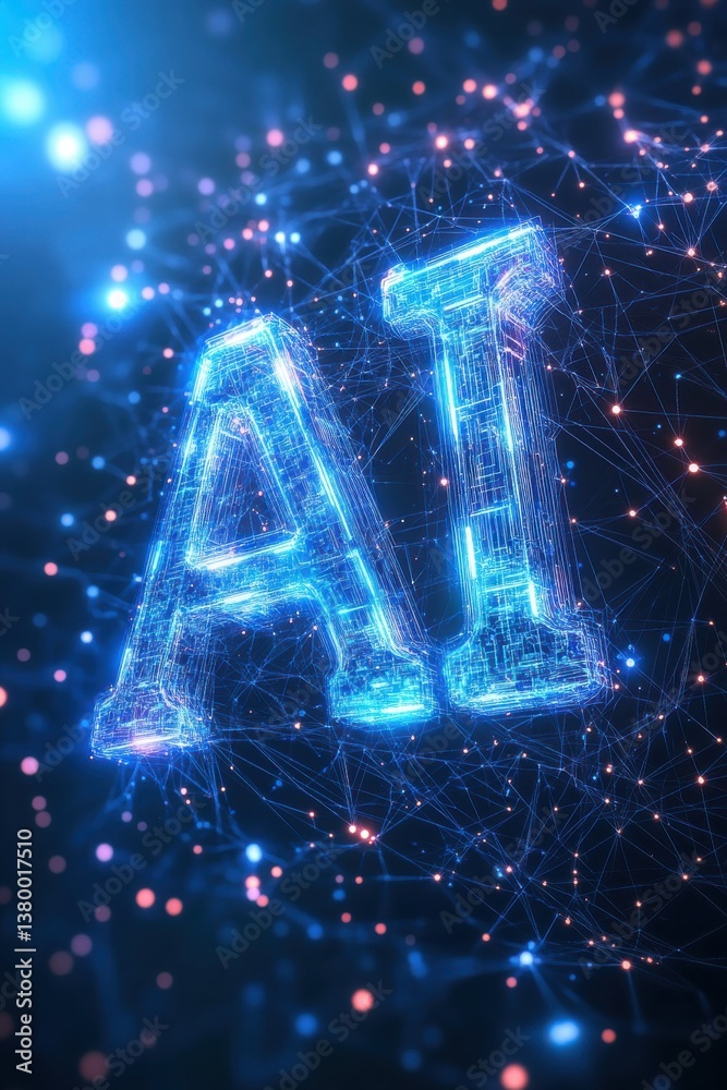 Wall mural glowing digital representation of artificial intelligence in a futuristic network
