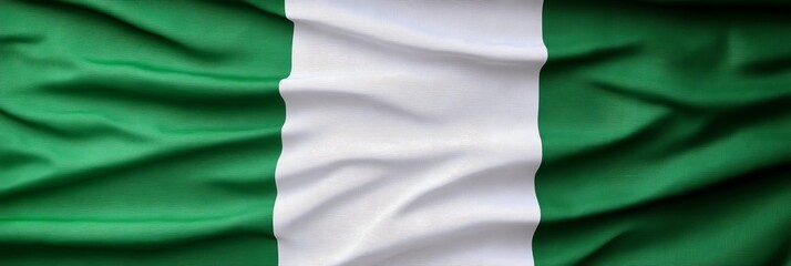 Obraz premium Close-Up of the Nigerian Flag With Realistic Detailed Fabric Texture, Patriotism Concept Background