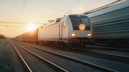 Obraz premium Freight Train with GPS Tracking Devices for Performance Monitoring