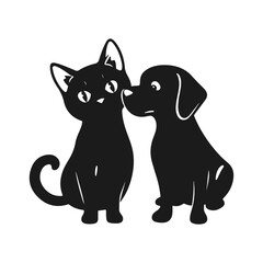 Cat and dog. Vector illustration of pets, emblem for pets