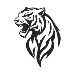 Tiger head logo. Vector animal icon template. Fierce tiger, tiger head, wild animal, tribal design, aggressive symbol