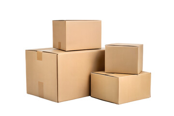 Cardboard boxes isolated on transparent background.