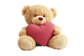 Obraz premium A cuddly teddy bear holding a heart-shaped pillow, perfect for a child’s bedroom