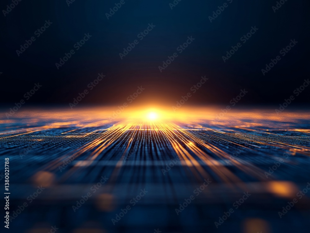 Fototapete abstract gold and blue lights blend seamlessly, forming dynamic streaks that create a glowing focal 
