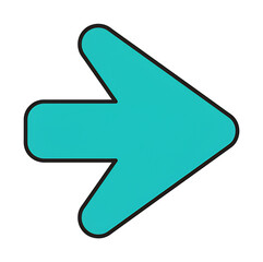 鮮やか青緑矢印右向きシンプルデザイン