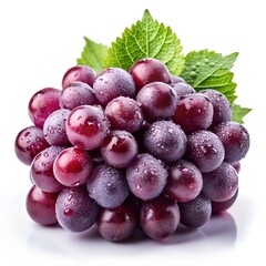 A bunch of fresh, plump grapes with a natural shine, rich purple and deep red hues, and subtle translucency 