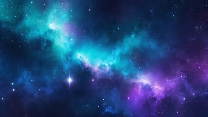 Fototapeta premium Abstract Galactic Energy in Oceanic Blues