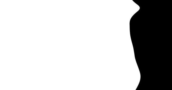 Wipe liquid transition cartoon black and white colors horizontal. Flat very simple doodle animation figure. seamless loop motion design element.