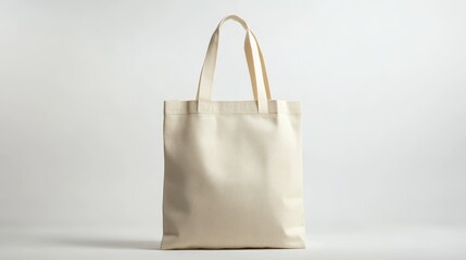 Eco-friendly canvas tote bag with handles on gray background