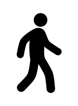 classic simple walking man pedestrian silhouette stick figure side view symbol vector isolated on transparent background