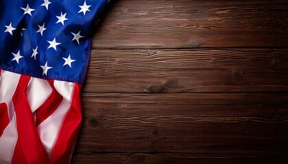 Obraz premium American flag on dark wooden background for July 4th