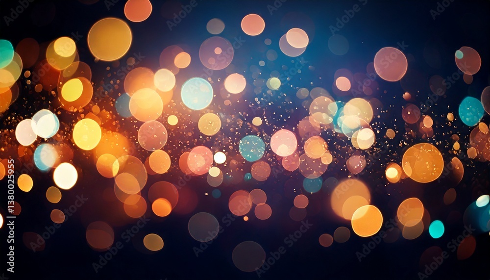 Poster abstract colorful bokeh lights on a dark background