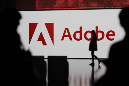Guilherand-Granges, France - April 03, 2025. Adobe, a global leader in creative software, offers tools like Photoshop, Illustrator, and Acrobat for design, video, and document management.