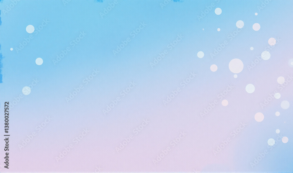 Poster soft pastel gradient background with bokeh effect. light blue fading into soft pink, adorned with sc