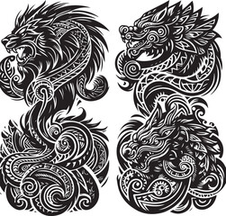 Luxury Ornamental Tattoos Vintage Vector Bundle | Baroque, Royal Frames & Floral Designs
