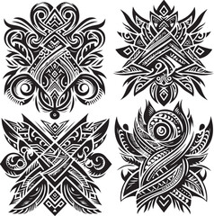 Luxury Ornamental Tattoos Vintage Vector Bundle | Baroque, Royal Frames & Floral Designs
