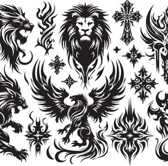 Luxury Ornamental Tattoos Vintage Vector Bundle | Baroque, Royal Frames & Floral Designs
