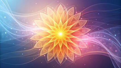 Abstract depiction of positive energy flowing from a central point radiant dynamic spiritual energy vibrant flow light harmony balance movement glowing aura meditation inner peace cosmic connection