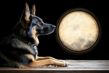 A vintage-style K-9 recruitment poster featuring a bold police dog and an officer in classic uniform