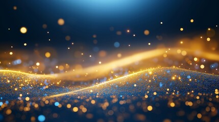 Abstract glowing gold diagonal lighting lines on dark background with lighting effect and sparkle. Luxury style design template concept.