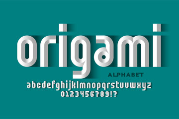 Origami. Paper craft style font, alphabet letters and numbers vector illustration © piai