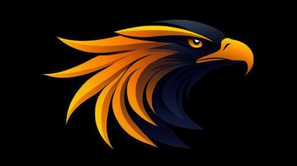 Obraz premium Eagle's striking vector graphic gold feathers, dark head on black backdrop
