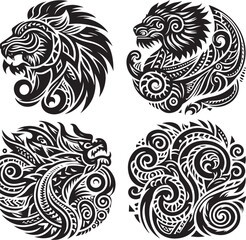 Luxury Ornamental Tattoos Vintage Vector Bundle | Baroque, Royal Frames & Floral Designs