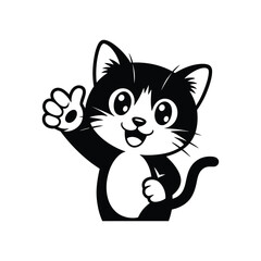 Obraz premium black cat cartoon silhouette