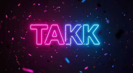Dual-colored Neon Thank You Sign with Confetti