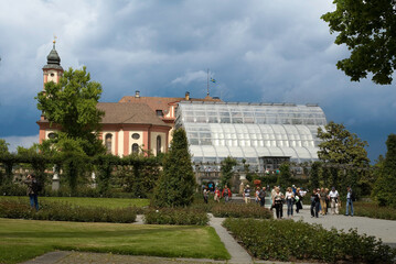 Serre de jardin en verre, Jardin botanique, Ile de Mainau, Lac de Constance, Allemagne