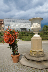 Lanterne chinoise, Serre de jardin en verre, Jardin botanique, Ile de Mainau, Lac de Constance,...