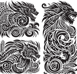 Luxury Ornamental Tattoos Vintage Vector Bundle | Baroque, Royal Frames & Floral Designs