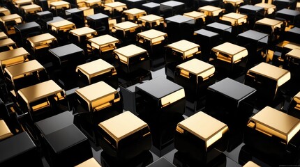 Fototapeta premium Abstract gold black cubes tech background