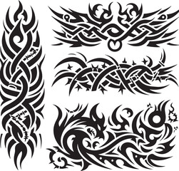 Fototapeta premium Luxury Ornamental Tattoos Vintage Vector Bundle | Baroque, Royal Frames & Floral Designs