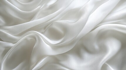 Obraz premium Elegant white silk fabric with gentle waves creating a luxurious texture
