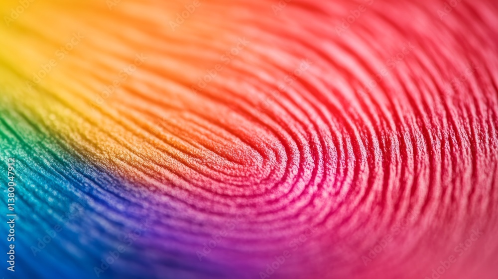 Poster A vibrant macro view of a single fingerprint highlights its unique ridges and textures, with space for text or design elements