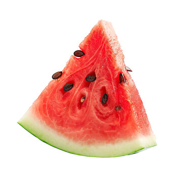 recommend clip art: Red juicy watermelon slice isolated on transparent background. Cut out image of fruit slice. Triangular piece of watermelon with seeds.