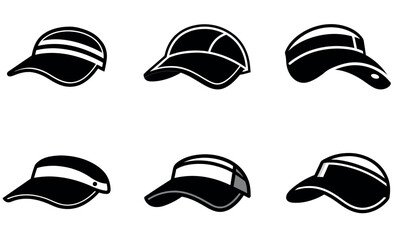 Black and White Caps Collection - Various Styles of Visor Hats
