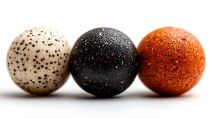 Obraz premium Trio of Speckled Marbles Cream with Black, and Rust.