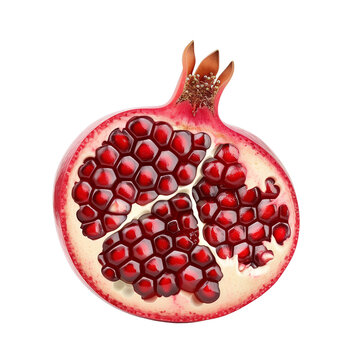 red pomegranate fruit cut open isolated clip art preview