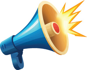 Blue megaphone announcement loud speaker communication marketing promotion news illustration vector
