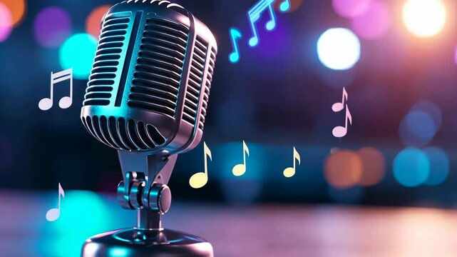 Vintage Microphone Singing in Nightclub