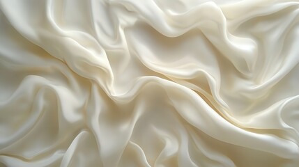 Obraz premium Elegant cream silk fabric with soft waves and folds