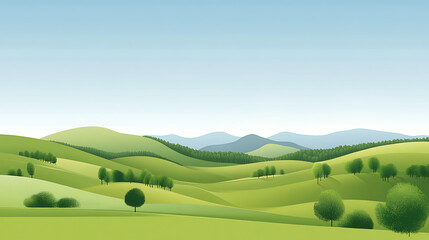 Fototapeta premium Abstract green landscape wallpaper background illustration