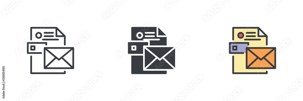 Poster Document with an envelope symbol different style icon set