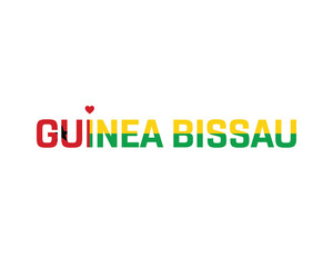 I love Guinea Bissau, I love Guinea Bissau typographic design with flag typography and heart on white background, Vector design of I love Guinea Bissau, Guinea Bissau National Day Design