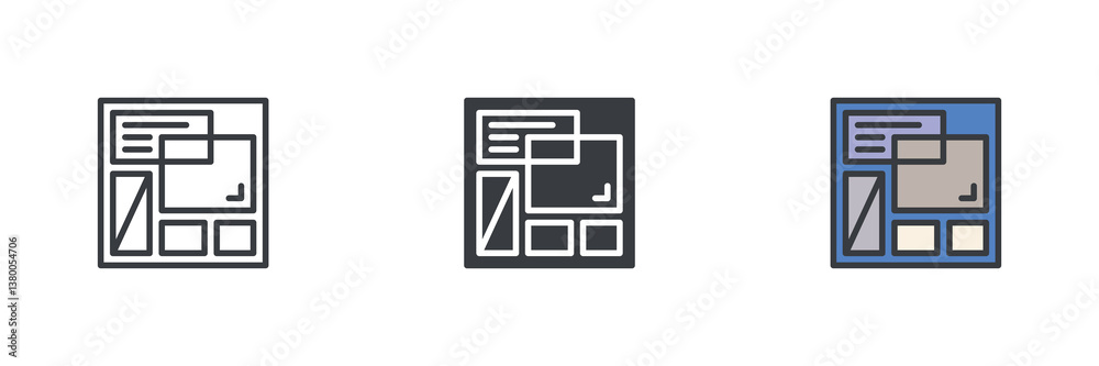 Poster Complex layout design different style icon set