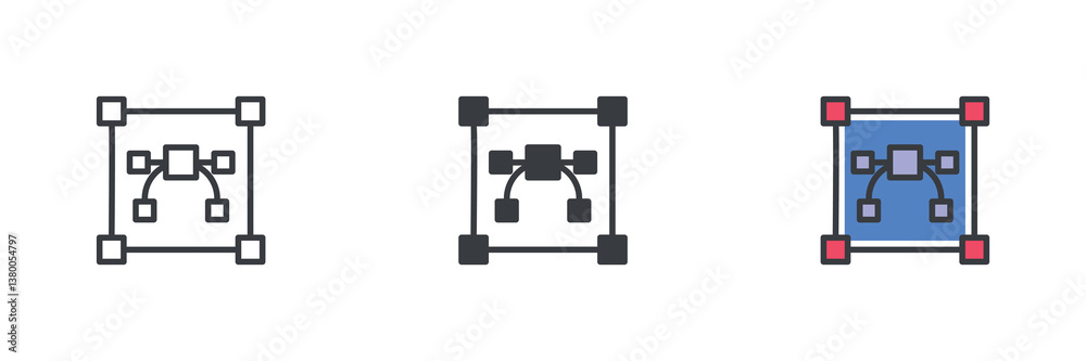Poster Selection box with a pen tool different style icon set