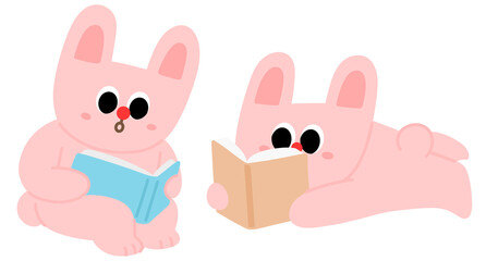 책 읽는 꼬마 토끼 캐릭터 © stella