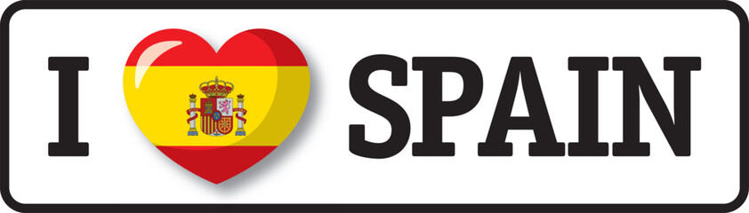 Obraz premium I love Spain, spanish flag inside a heart shape expressing love for Spain